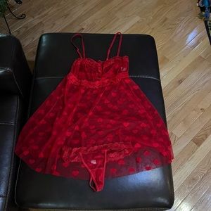 Hanky panky red sheer with heart lingerie size S